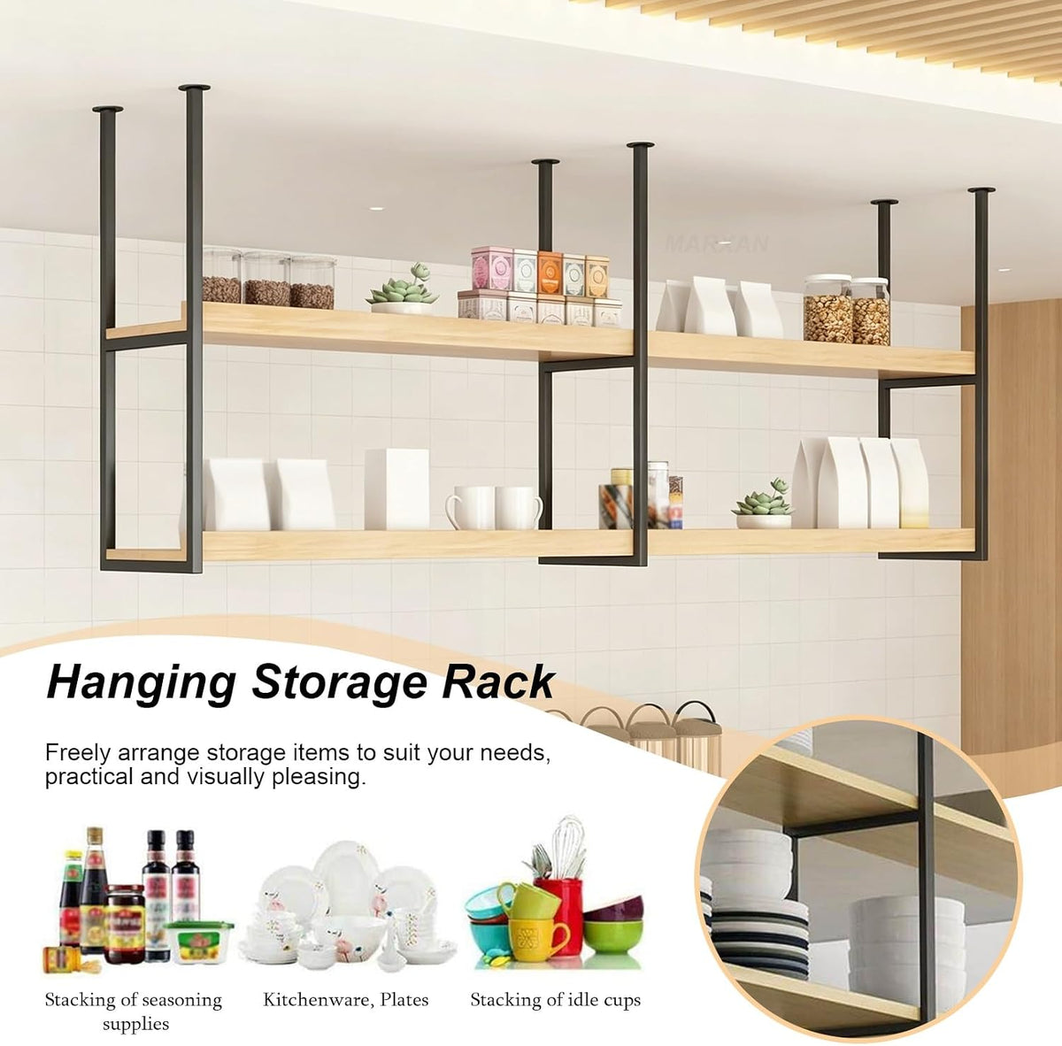 Wine Rack Ceiling Mounted Bottle Shelf Goblet Storage, Solid Wood Wine Storage Shelf Multi-Function Display Rack for Home Bar Restaurant Kitchen