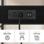 HOOBRO Kitchen Island with Storage, Kitchen Island Table with Power Outlet, 35.4" L 3 Tier Coffee Station and Microwave Stand, for Home, Kitchen and Dining Room, Black BB021ZD01