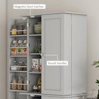 HOMCOM 65" Kitchen Pantry Storage Cabinet 16 Door Shelves Gray | Freestanding Kitchen Cabinet, 4 Doors, 8-Tier Shelving, Adjustable Shelves