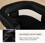 Black Dining Chairs Set of 4, Upholstered Velvet Barrel Chairs with Arms Comfy Side Chairs for Living Room/Dining Room/Reception