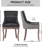 Modern Dining Chairs Set of 6, Fabric Upholstered High Back Chairs with Nailhead Trim and Curved Solid Wood Legs, Sillas de Comedor Accent Chairs for Dining Room, Black & Patterned
