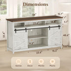 Lifewit Farmhouse TV Stand for up to 65" TV, Entertainment Center with Ajustable Shelves, Sliding Barn Door and Open Storage Spaces, TV Console for Living Room, Bedroom, Hold 300lbs, Rustic White