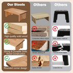 Solid Wood Stool Wooden Step Stool Anti-Slip Step Stools for Adults Step Stool for Adults One Step Stool for Office, Bedroom, Garden, Bathroom (6.0" High)