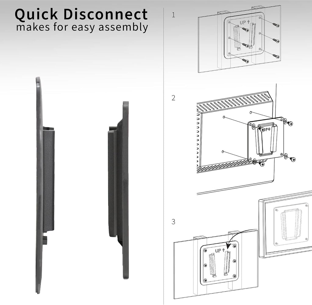 VIVO Black RV TV Mount with Arm for VESA 100x100mm, Mount-VWRV3 | Articulating Extension, Quick Disconnect Plastic Polymer Mount, Low Profile Wall Bracket for Camping Indoor Use, Holds 22 lbs