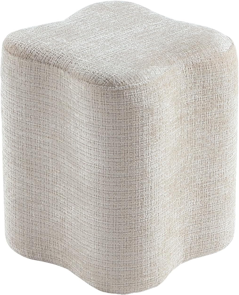 Get Set Style 14.4 Inch Flowers Shaped Ottoman,Modern Chenille Ottoman Vanity Stool for Living Room Comfortable Pouf Extra Seating,Stylish Sofa Foot Rest (Beige)