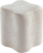 Get Set Style 14.4 Inch Flowers Shaped Ottoman,Modern Chenille Ottoman Vanity Stool for Living Room Comfortable Pouf Extra Seating,Stylish Sofa Foot Rest (Beige)