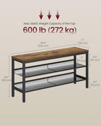 VASAGLE 3 Tier Shoe Rack Bench, One Piece Shelves, Shoe Storage Organizer with Raised Edges, Industrial Style, Easy Assembly, 11 x 39.4 x 19.7 Inches, Rustic Brown and Matte Black ULSB075KD01S