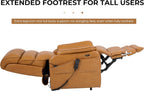 DYNOX 400 LBS Genuine Leather Big Tall Man Large-Wide Power Dual Motor Lift Recliners Chairs for Elderly, Lay Flat with Heat, Massage & Extended Footrest(9298L,Camel)