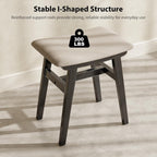 Muwuele Solid Wood Vanity Stool, Compact Makeup Chair with Saddle Cushion, Linen-Covered High Rebound Sponge Seat, Easy Assembly Footstool for Bedroom, Entryway, Home, Black
