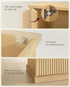 VASAGLE Contemporary Buffet Cabinet with Adjustable Shelves, Fluted Doors