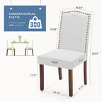 DUMOS Upholstered Dining Chairs Set of 6, Farmhouse Fabric Dining Room Kitchen Chair with Nailhead Trim and Wood Legs, Modern High Back Side Chairs for Living Room, Light Grey