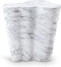 Meridian Furniture 99033White-ET Monza Collection Art Deco Marble Finish Indoor/Outdoor Concrete End Table, 21" W x 18.5" D x 22" H, White