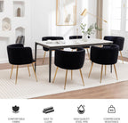 Canxkun Velvet Dining Chairs Set of 4, Barrel Dining Chairs with Gold Metal Legs, Modern Upholstered Dining Room Chair for Dining Room, Kitchen, Vanity (Black)