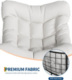 GarveeLife Outdoor Papasan Rocking Chair for Balcony Backyard Porch Bedroom | Oversized Rocking Chair with Sturdy Metal Frame, Patio Egg Rocker (White)