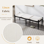 CIMOTA Modern Linen End of Bed Bench, Upholstered Bedroom Ottoman Bench Entryway Bench for Hallway/Dress Room/Living Room, Window Ottoman Bench with Solid Wood Legs, 54 Inch Long, White