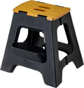 Vigar Compact Folding Step Stool, 16 in 2 Step, Black Bamboo Print | 16 in Foldable Stool, Lightweight Portable Design, Handle, Non Slip Surface, Space-Saving, Supports up to 330 lb