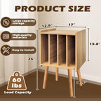 Record Player Stand, Vinyl Record Storage Table with 4 Cabinet, Mid Century Modern Turntable Stand, Organizer Vinyl Table for Bedroom Living Room, Oak