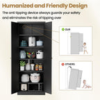 Kitchen Pantry Cabinet, 72" Tall Black Metal Storage Cabinet, Kitchen Storage with 2 Doors and 5 Adjustable Shelves, Freestanding Cupboard for Living, Dining Room and Bathroom,Assemble Required