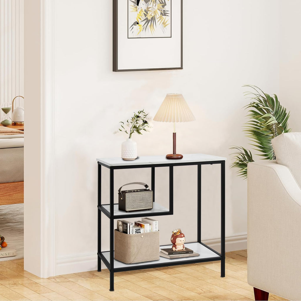 AT-VALY 3-Tier End Table,Nightstand for Living Room, Bedroom, Office, Bathroom (Black)