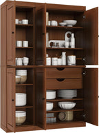 Palace Imports Solid Wood Kitchen Pantry Cabinet - 71.5" Tall x 48.5" Wide - Freestanding Storage Pantry w/ 2-Drawer Kit & Adjustable Shelves - Mocha, Renewable Eco-Friendly 100% Wood, Made in Brazil