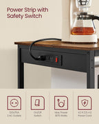 VASAGLE Kitchen Island with 3 Shelves, Storage Cabinet, Steel Structure | Kitchen Shelf with Large Wooden Worktop, 39.4 Inches Width, Rustic Brown and Matte Black, BARNET Collection UKKI105K01