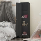 Tall Single Door Metal Locker with Adjustable Shelves, Black Tall Metal Locker Storage Cabinet，Easy Assembly for Living Room （15.8”W x 15”D x 70.9”H ）
