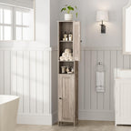 Homleke Tall Bathroom Storage Cabinet with 2 Doors, 67"H Narrow Storage Cabinet with Adjustable Shelves& Anti-Tip Design, Reversible Door Installation, Easy Assembly, 11.8 x 11.8 x 66.9 Inches, Greige