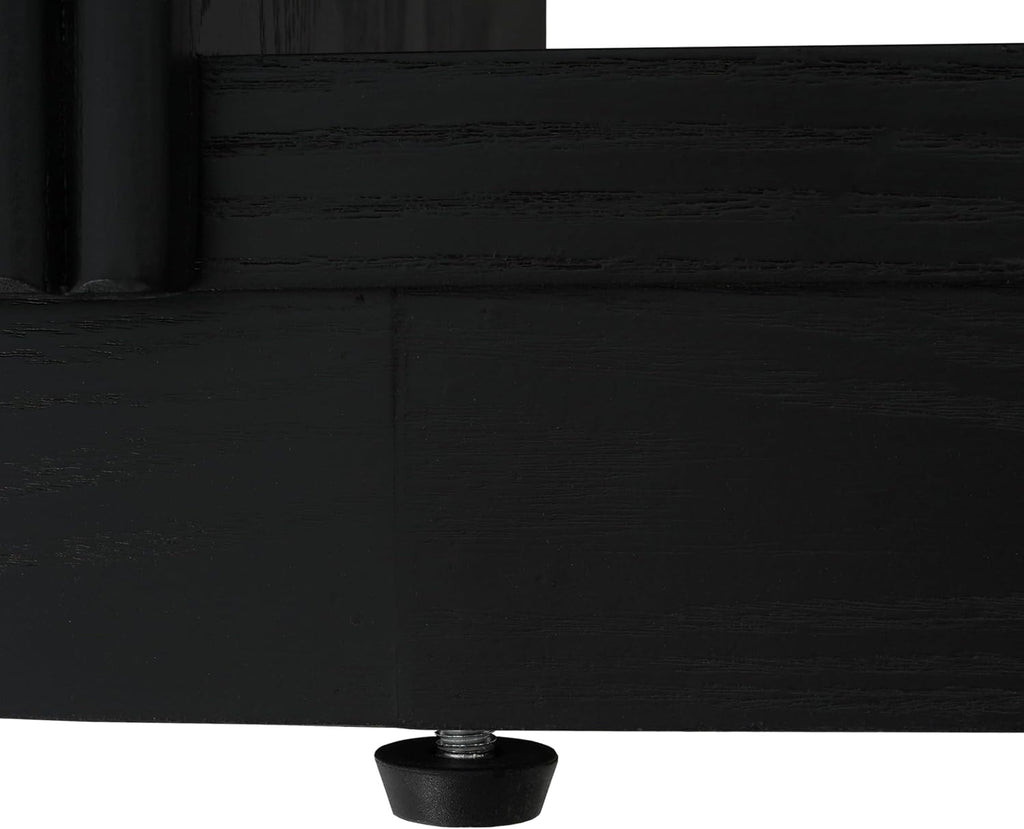 58.9" Modern Console Tables with 3 Tier Open Shelves, Storage Wood Entry Way Table Narrow Long Accent Table for Living Room, Hallway, Entrance, Foyer, with Ash Veneer & Fluted Side, Black