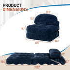 Folding Sofa Bed, Convertible Sleeper Chair with Back Support and Pillow | Foldable Couch for Living Room/Guest Use/Home Office, Foldable Chair Bed for Adults, Navy