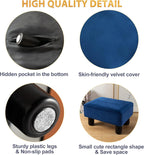 LUE BONA Small Foot Stool, Velvet Fabric Footrest Ottoman Stool with Non-Skid Plastic Legs, Rectangle Footstool Step for Couch, Desk, Office, Living Room, Navy