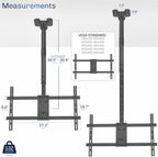 VIVO Black TV Ceiling Mount for 43 to 86 inch Screens, MOUNT-VC86-3 | Full Swivel, Telescoping Height Adjustment, 3ft Extension Pole, Fits Pitched/Vaulted Roof, Max VESA 600x400mm, Holds 132 lbs