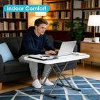 30-Inch Adjustable-Height Folding Table, White HDPE Utility Table for Small Spaces, No Assembly Required – Ideal for Laptop Use, On the Couch, Camping, the Office, and Home Use