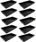 SUNPACK 10" x 20" Mega Plastic Seed Starting Tray, Black, 2.5" (Pack of 10) - No Drainage Holes, Ideal for Greenhouses or Indoor Gardening - Made of Thick, Strong Plastic