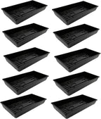 SUNPACK 10" x 20" Mega Plastic Seed Starting Tray, Black, 2.5" (Pack of 10) - No Drainage Holes, Ideal for Greenhouses or Indoor Gardening - Made of Thick, Strong Plastic