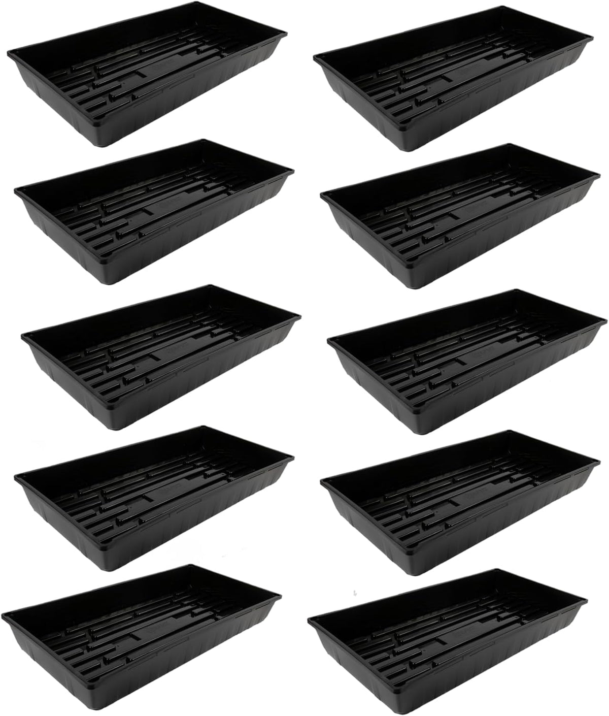SUNPACK 10" x 20" Mega Plastic Seed Starting Tray, Black, 2.5" (Pack of 10) - No Drainage Holes, Ideal for Greenhouses or Indoor Gardening - Made of Thick, Strong Plastic