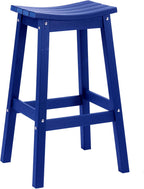 AMILY HDPE Bar Stool Set of 2, Outdoor Bar Height 29‘’, Heavy Duty All-Weather Patio Stool for Poolside, Backyard, Balcony, Easy Assembly (Blue)