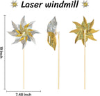 10 Pack Reflective Pinwheels for Yard and Garden,Wind Spinners Outdoor Bird Scare Devices,Sparkly Windmills for Garden Decor Scare Birds Away,Yard Wind Spinners for Outside Patio