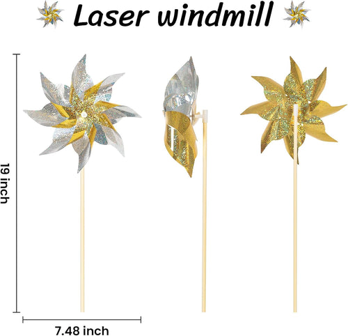 10 Pack Reflective Pinwheels for Yard and Garden,Wind Spinners Outdoor Bird Scare Devices,Sparkly Windmills for Garden Decor Scare Birds Away,Yard Wind Spinners for Outside Patio