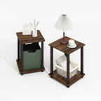 Furinno Simplistic Side Table Set of 2, End Table, Night Stand, Nightstand, Bedside Table, for Living Room, Bedroom, Black Walnut