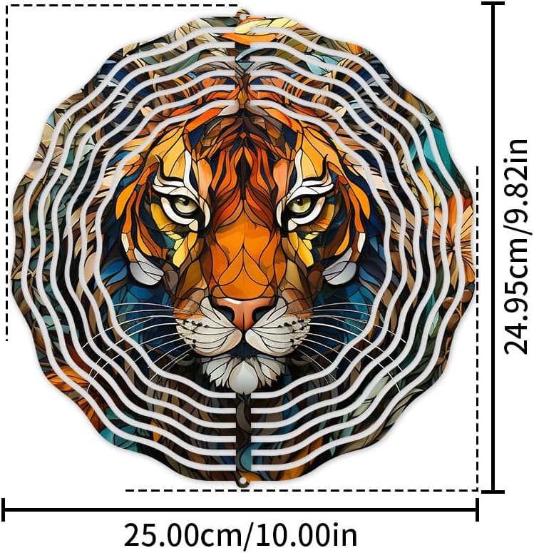 Metal Tiger Wind Spinner Gift for Boy Girl Kids Colorful Tiger Hanging Wind Spinner for Outdoor Garden Decor Animal Wind Sculptures for IndoorOutside Lawn Yard