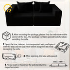 Oversized Cloud Couch Ottoman, Frameless Wide-Wale Corduroy Footrest for Living Room, High-Density All-Foam Large Rectangle Ottoman Coffee Table for Sectional Sofa (Black, Ottoman)