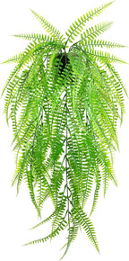 Small Artificial Hanging Plant for Shelf Fake Plant Potted Boston Ferns Faux Trailing Leaves Plant for Indoor Outdoor Aesthetic Office Living Room Shelf Decor (Black Pot)