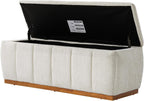 HULALA HOME Storage Bench with Solid Wood Base, Chenille End of Bed Bench for Bedroom, Living Room, Entryway, No Assembly, Beige