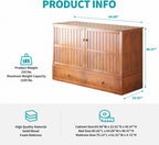 BALUS Murphy Bed, Queen Cabinet Bed with 2 Spacious Storage Drawers-Cherry | USB Charing Station, Spacious Drawer, Space Saving, Queen Bed Frame