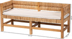 Bali & pari Ismael Accent Bench - Handwoven Seagrass Accent Seating with Mahogany Wood Frame, Raised Back Bench for Entryway or Living Room