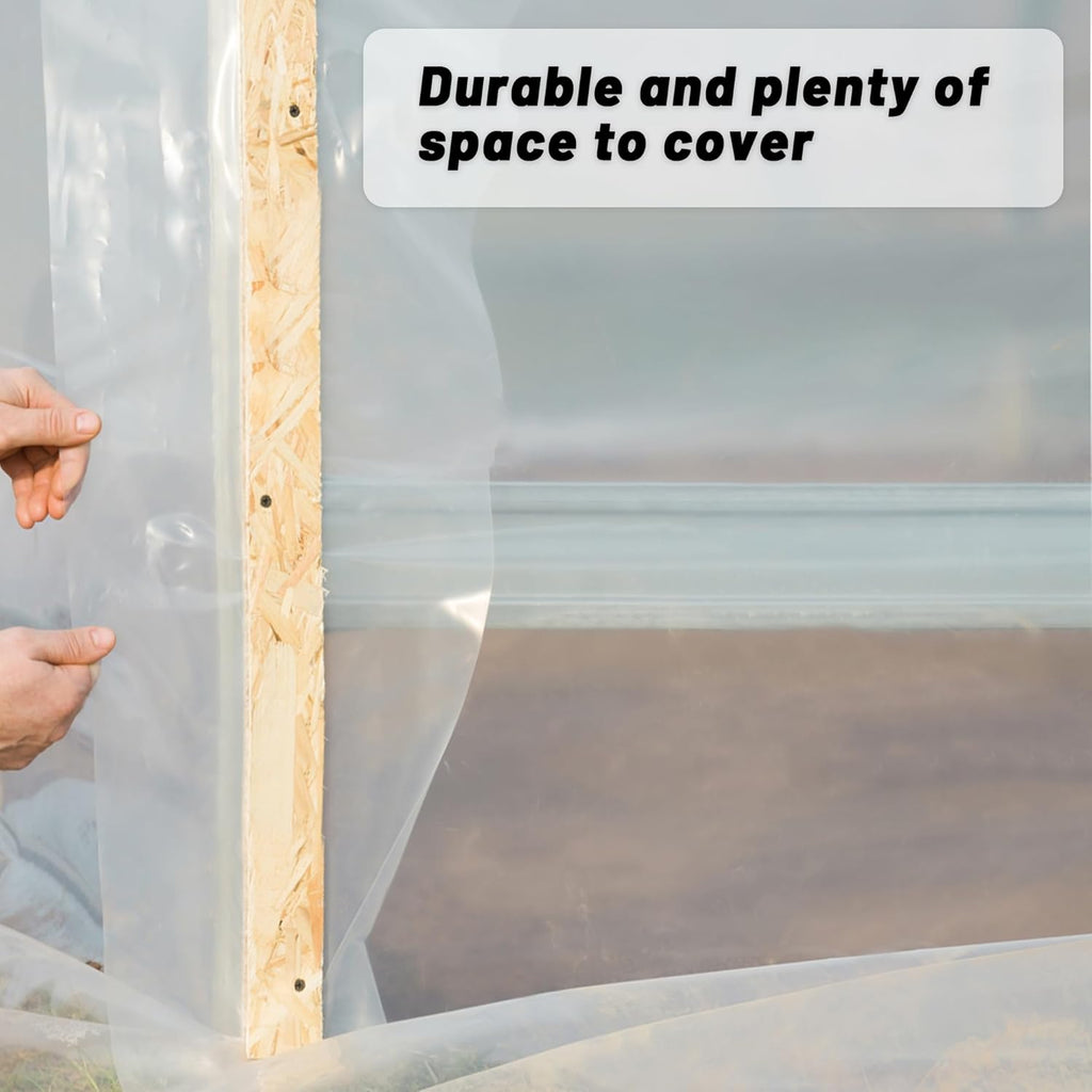 6 Mil Clear Greenhouse Plastic Sheeting,Transparent Plastic Film for Greenhouse, UV Resistant Polyethylene Film for Farm,Garden (8ftx12ft)