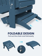KINGYES Folding Adirondack Ottoman for Adirondack Chair, Navy
