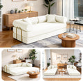 79" Corduroy Sofa Bed, Couch in a Box with 2 Pillows, High-Density Foam 4-in-1 Foldable Sleeper Futon Loveseat for Small Spaces, No Assembly, Side Pockets, Hex Arm White
