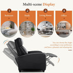 Sweetcrispy Recliner Chair PU Leather Recliner Sofa No Massage, Home Theater Seating with Lumbar Support, Adjustable Push Back Overstuffed High-Density Sponge Reclining for Living Room, Black