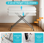 30-Inch Adjustable-Height Folding Table, White HDPE Utility Table for Small Spaces, No Assembly Required – Ideal for Laptop Use, On the Couch, Camping, the Office, and Home Use